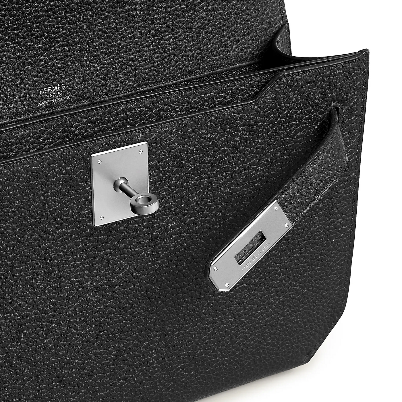 Pochette Hermès Kelly Depeches 25 Togo Noir Palladium Hardware — vue 4
