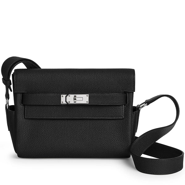 Sac à bandoulière Hermès Kelly Togo Calfskin Palladium Hardware Noir Messenger