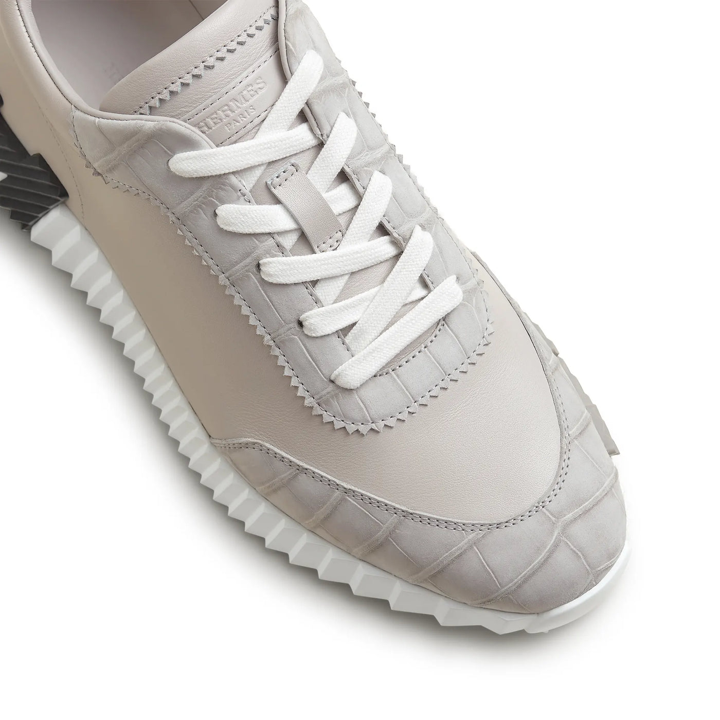 Baskets Hermès Bouncing Calf Crocodile Gris Quartz — vue 5