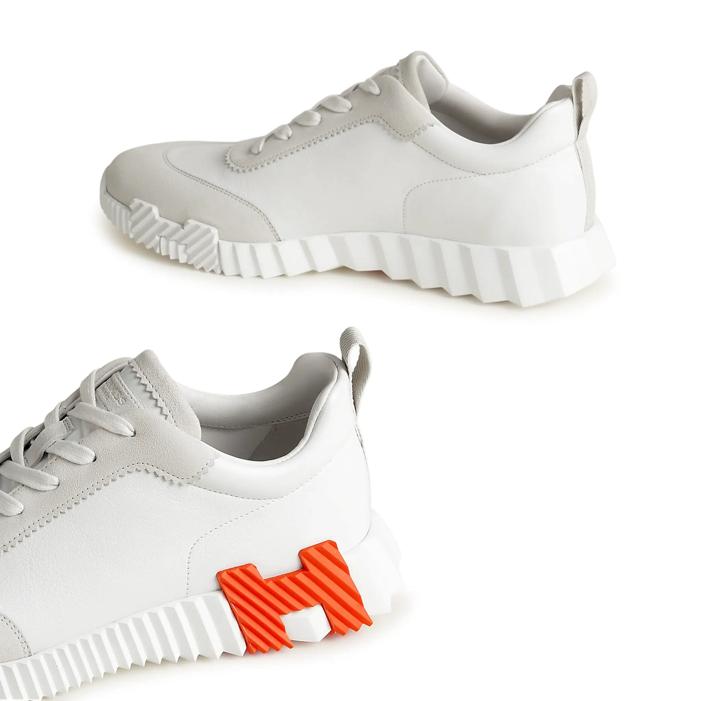 Baskets Hermès Bouncing Calf Blanc Orange — vue 4