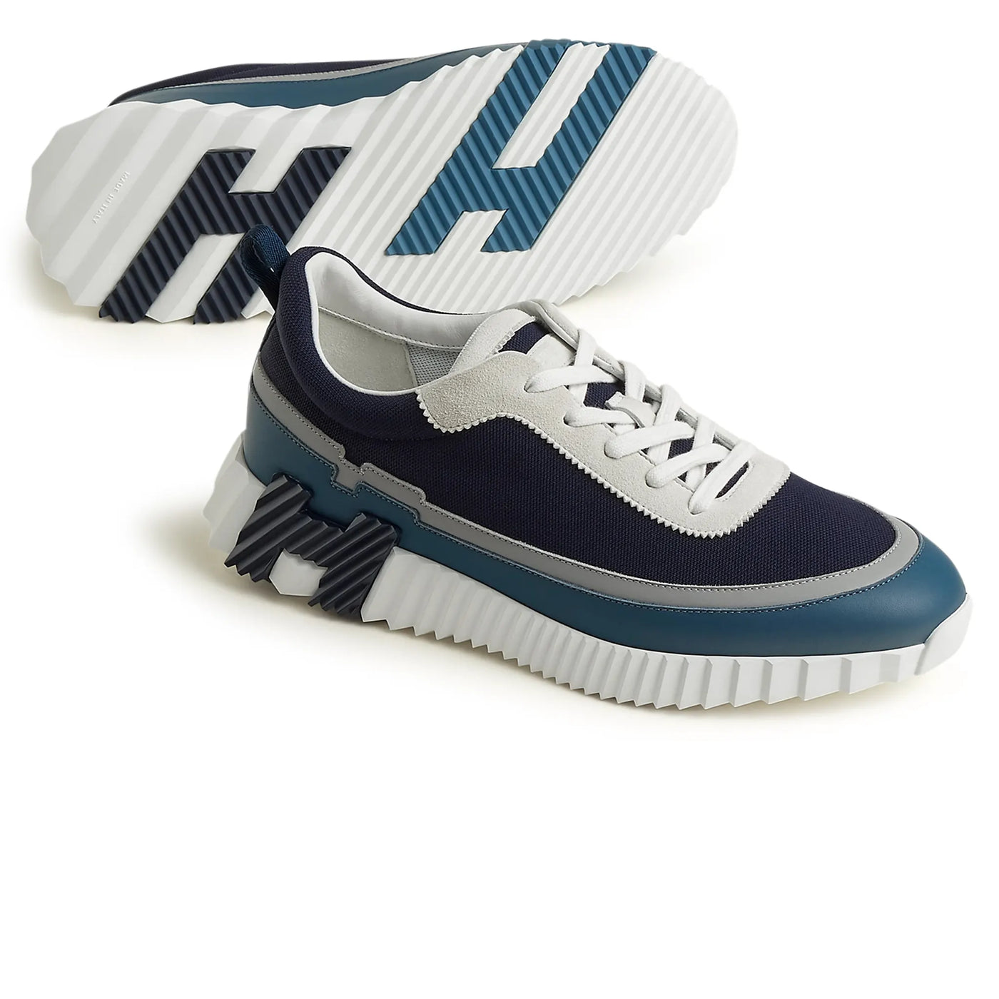 Baskets Hermès Bouncing Bleu Gris Blanc — vue 3