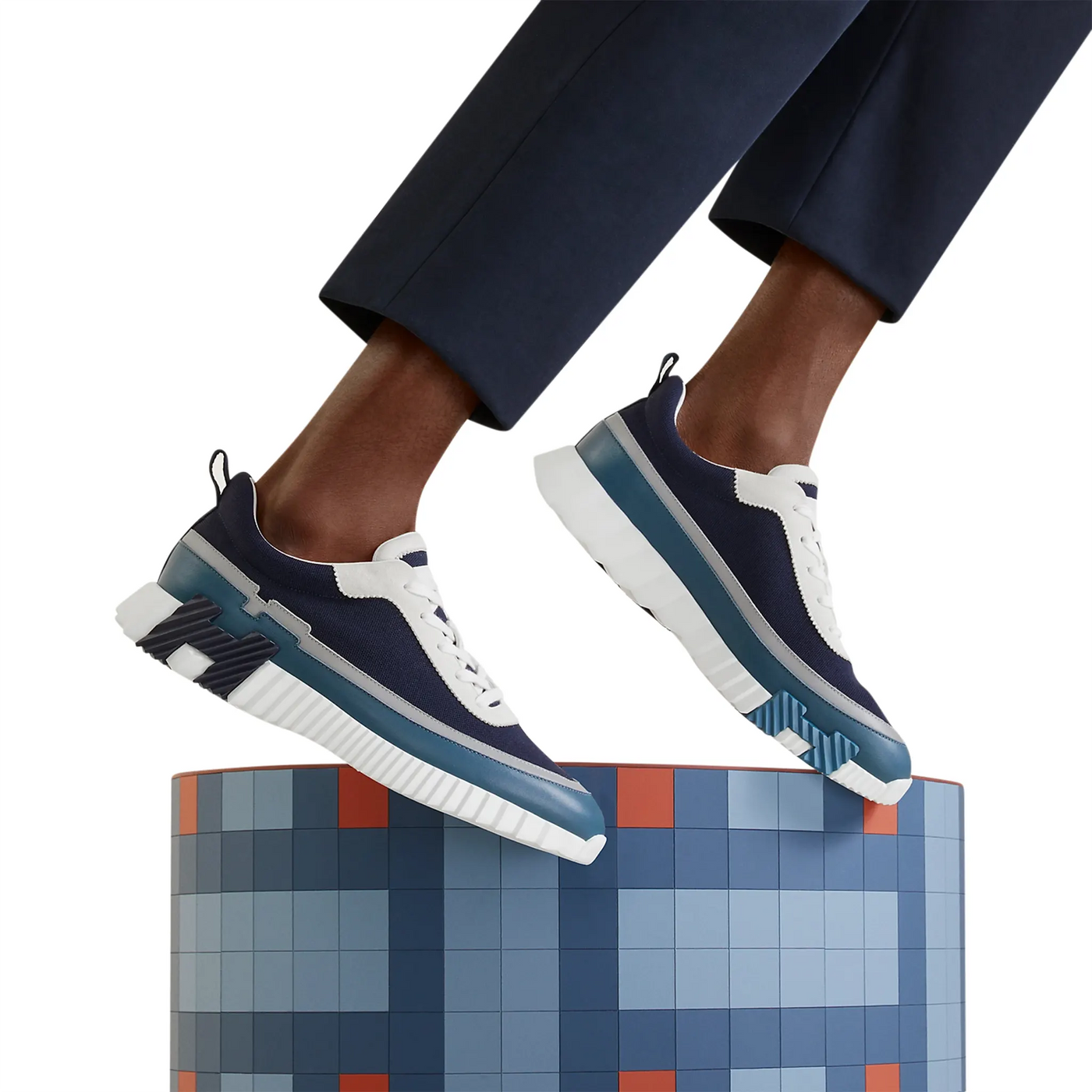Baskets Hermès Bouncing Bleu Gris Blanc — vue 6