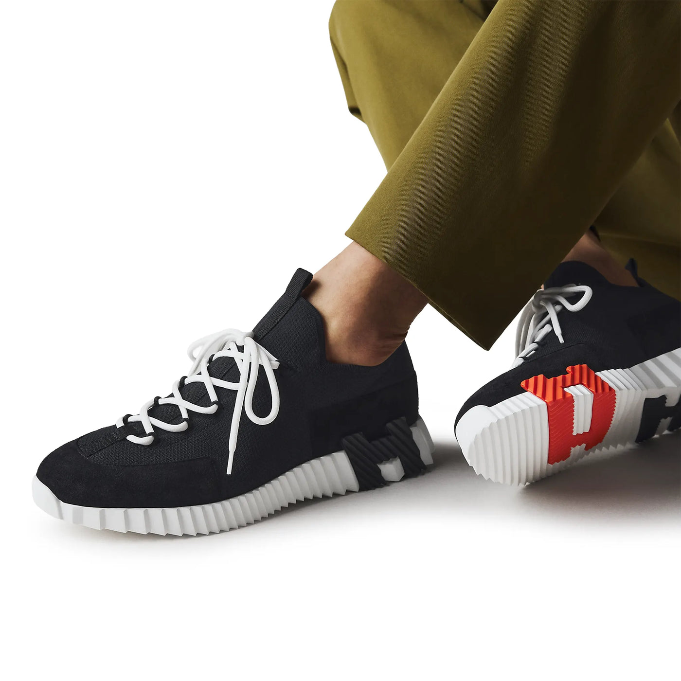 Baskets Hermès Lift Slip-on Noir Blanc — vue 6