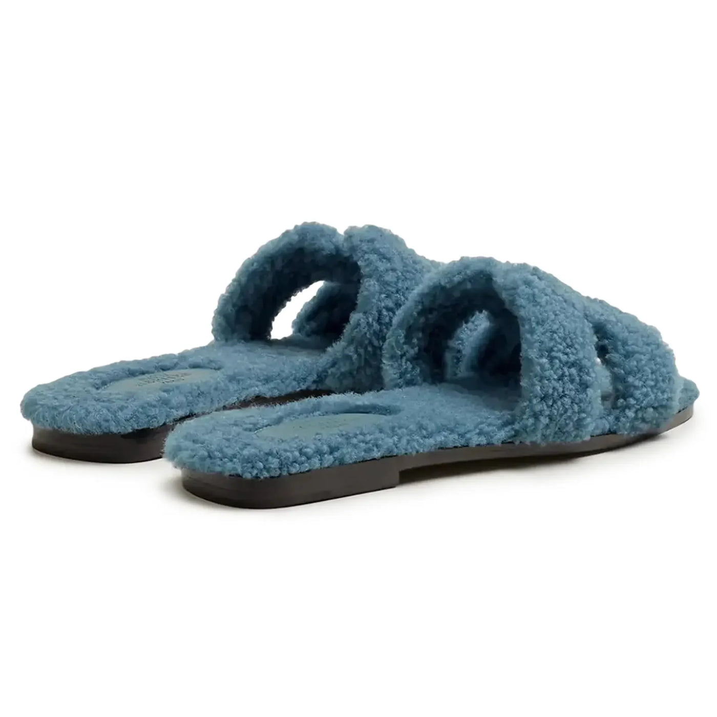 Sandales Hermès Oran Bleu Shearling — vue 3