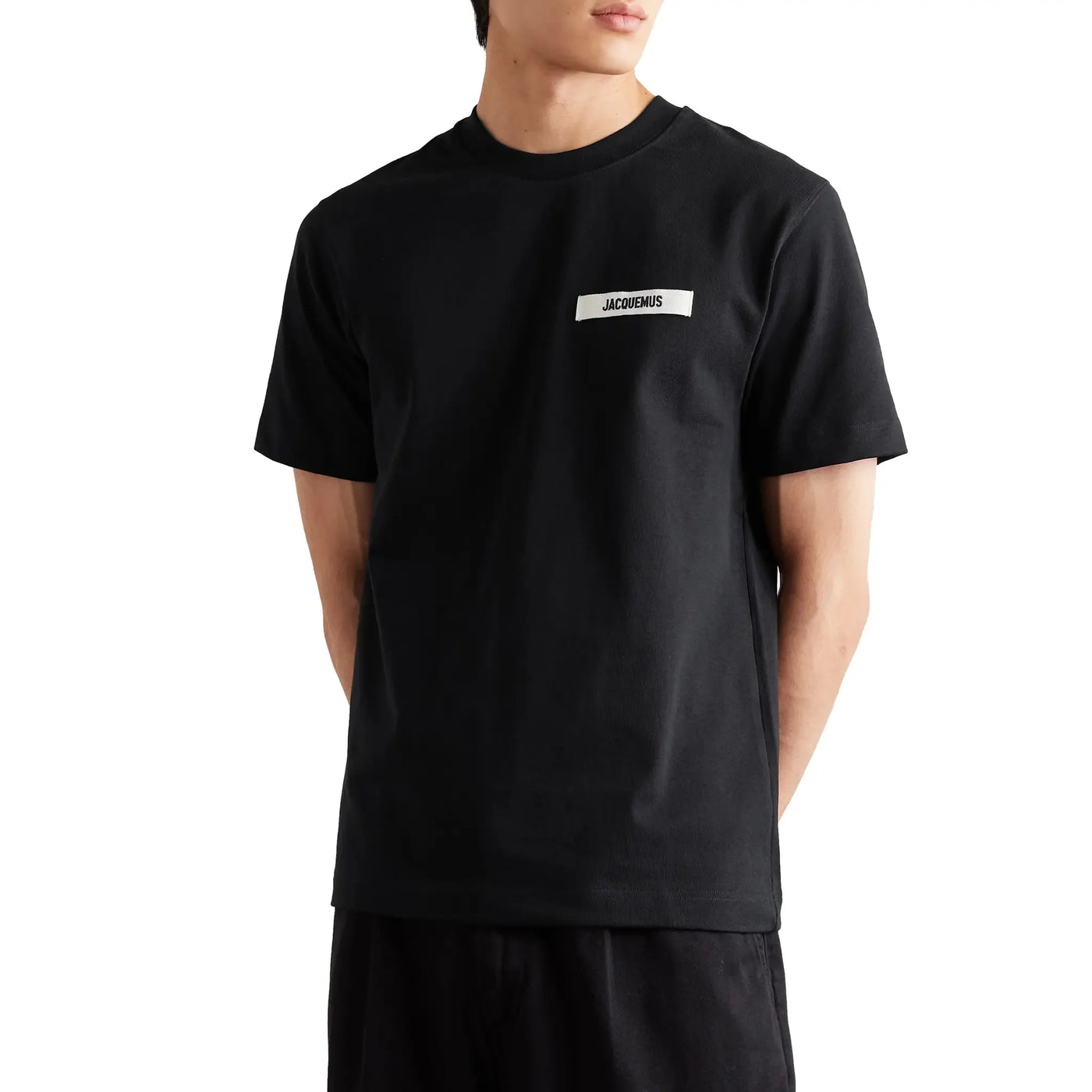 T-Shirt Jacquemus Grosgrain Brand Logo Tab Noir T Shirt — vue 3