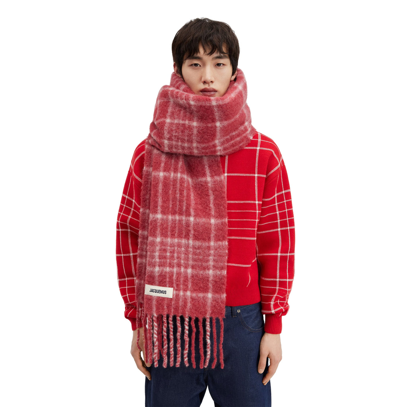 Écharpe Jacquemus L'echarpe Carro Checked Rouge — vue 4
