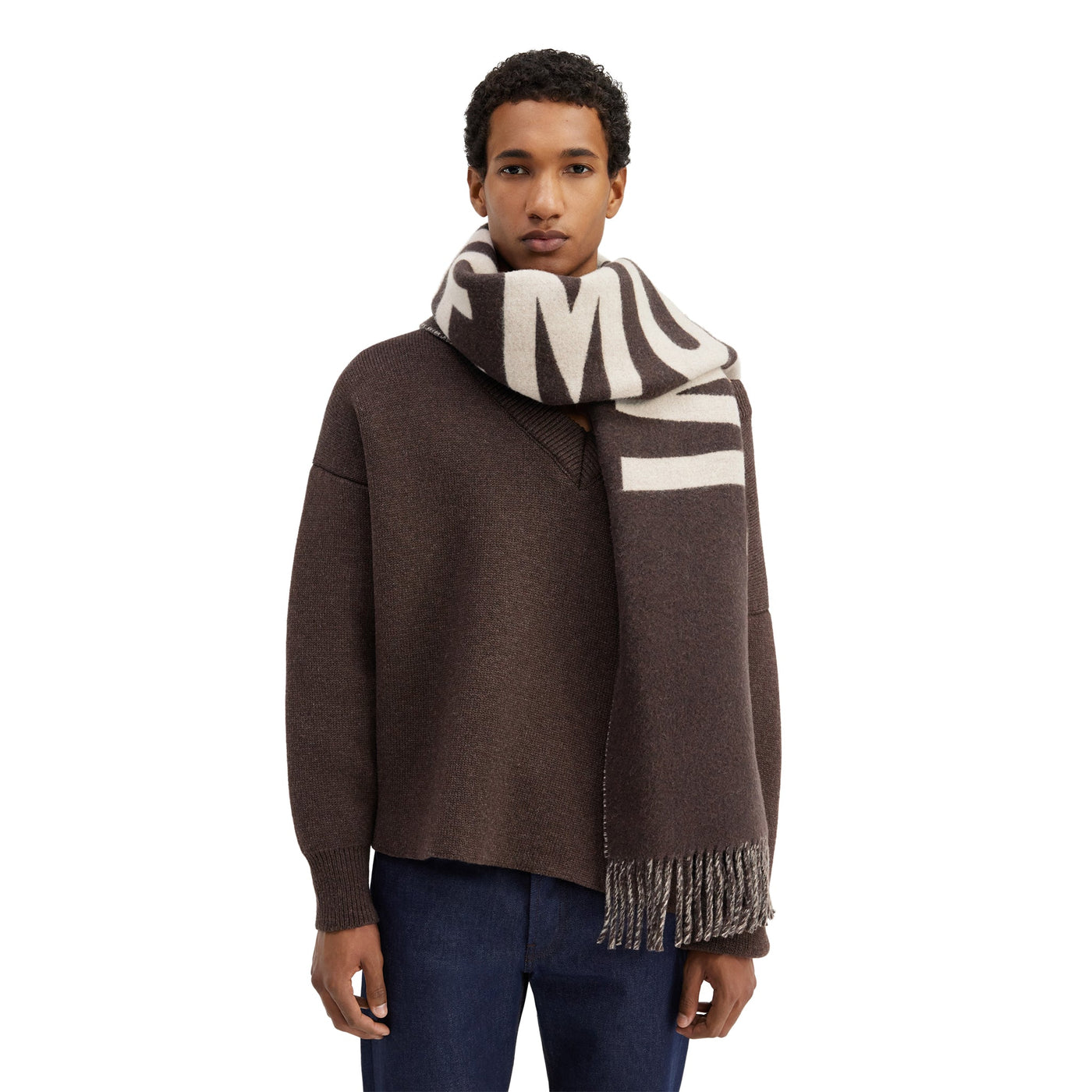 Écharpe Jacquemus L'echarpe Fringe Logo Multi-marron — vue 3