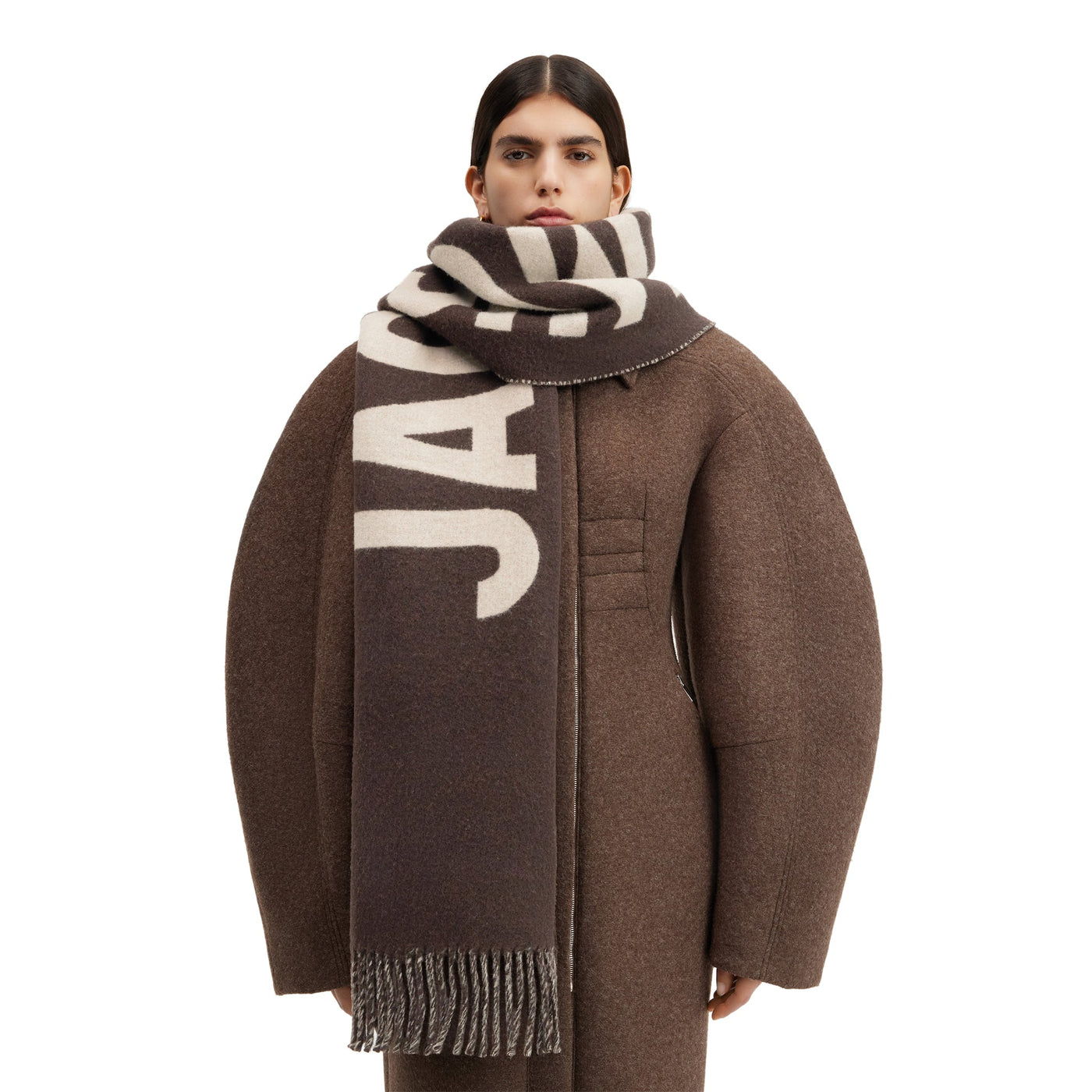 Écharpe Jacquemus L'echarpe Fringe Logo Multi-marron — vue 2