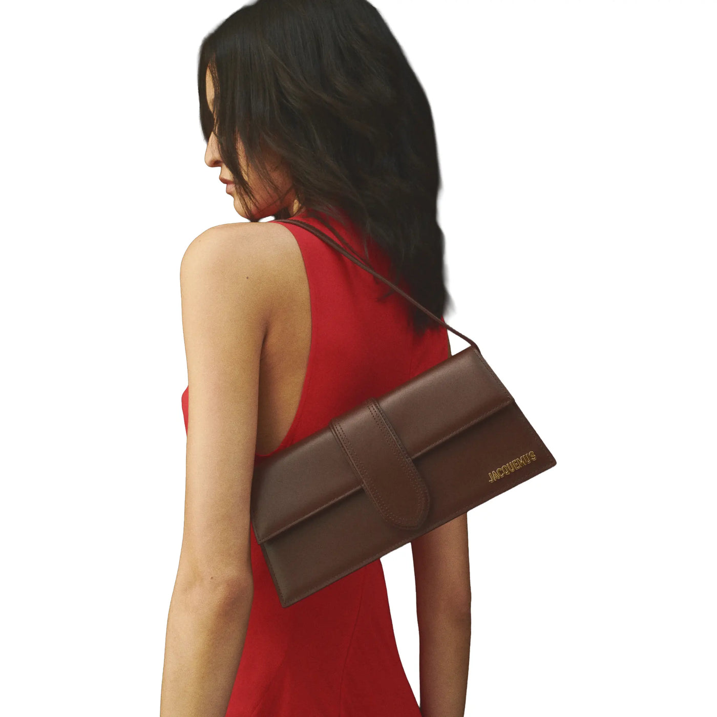 Sac à bandoulière Jacquemus le Bambino Long Flap Marron Shoulder — vue 3