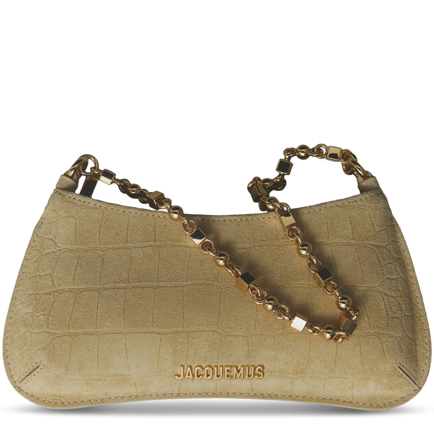 Sac à bandoulière Jacquemus the Bisou Chain Small Suede Beige Shoulder — vue 6
