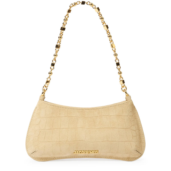 Sac à bandoulière Jacquemus the Bisou Chain Small Suede Beige Shoulder