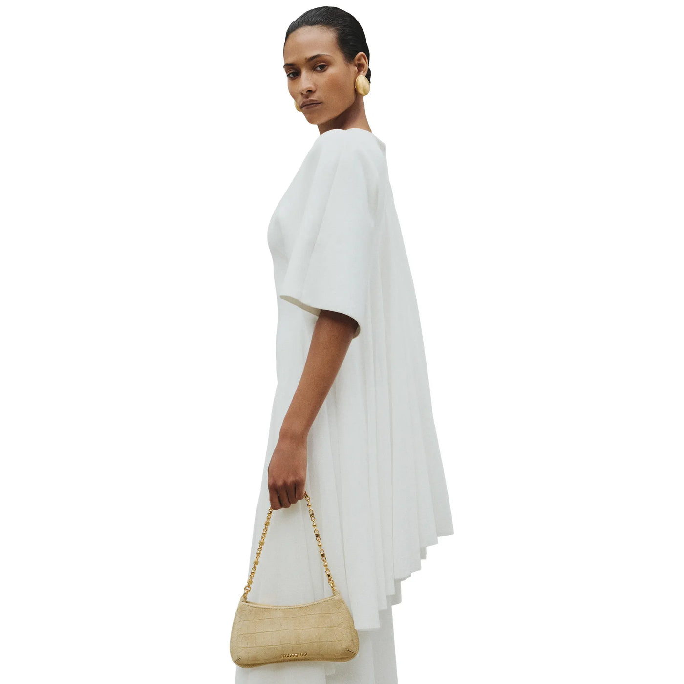 Sac à bandoulière Jacquemus the Bisou Chain Small Suede Beige Shoulder — vue 2