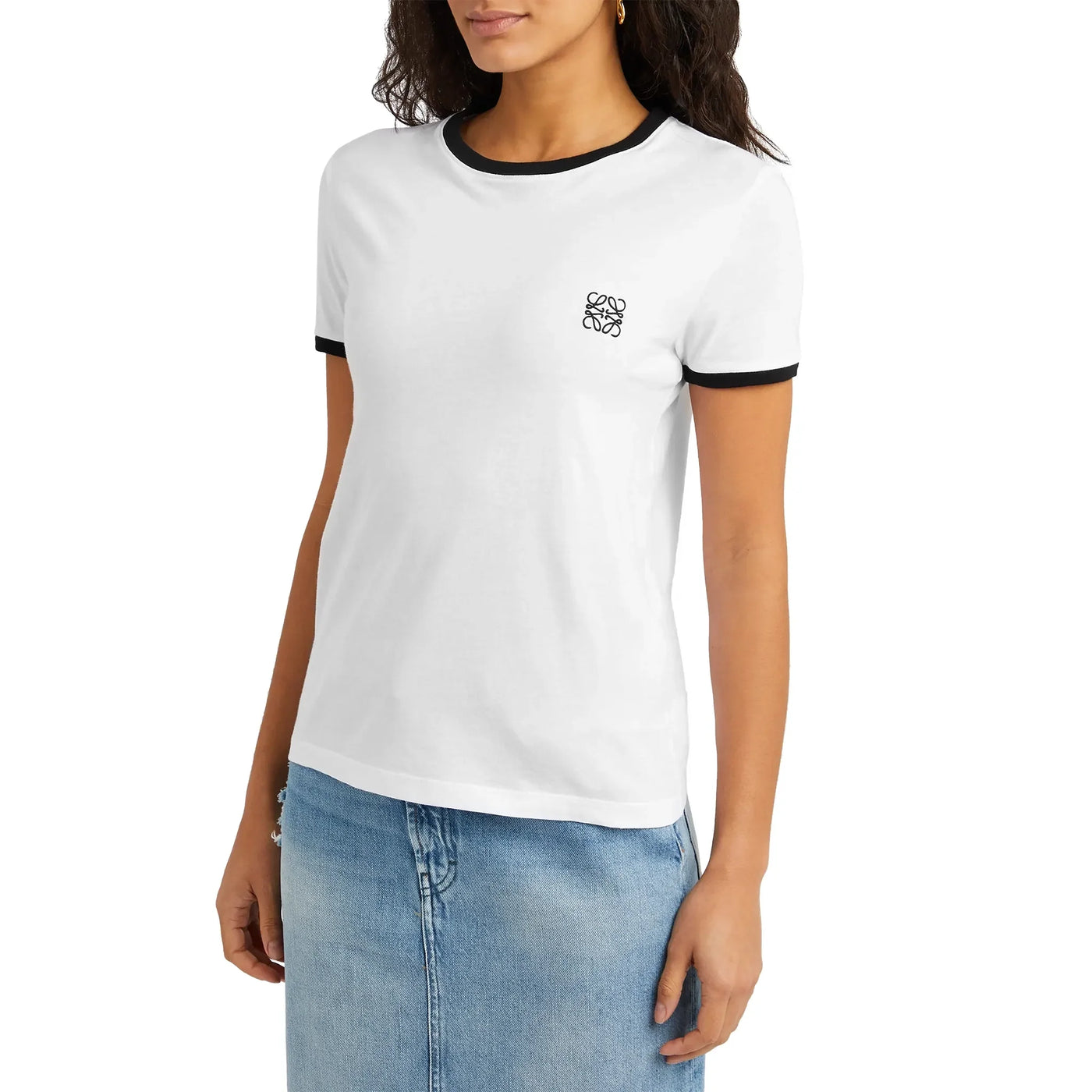T-Shirt Loewe Anagram Embroidered Blanc Noir T Shirt — vue 3