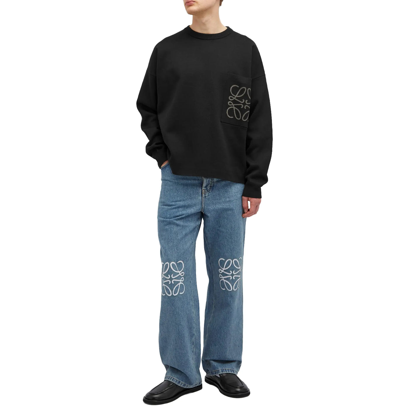 Sweat Loewe Anagram Pocket Cotton and Viscose Noir — vue 4