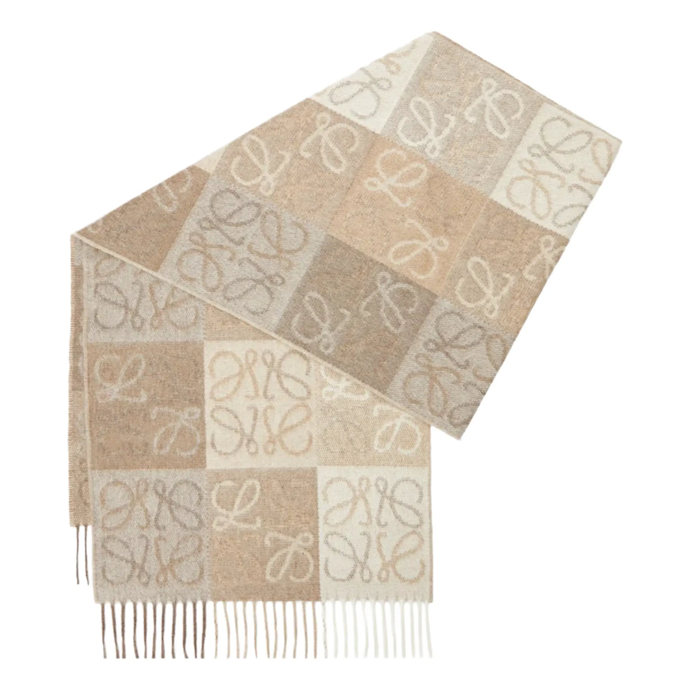 Écharpe Loewe Wool and Cashmere Blanc Beige — vue 2
