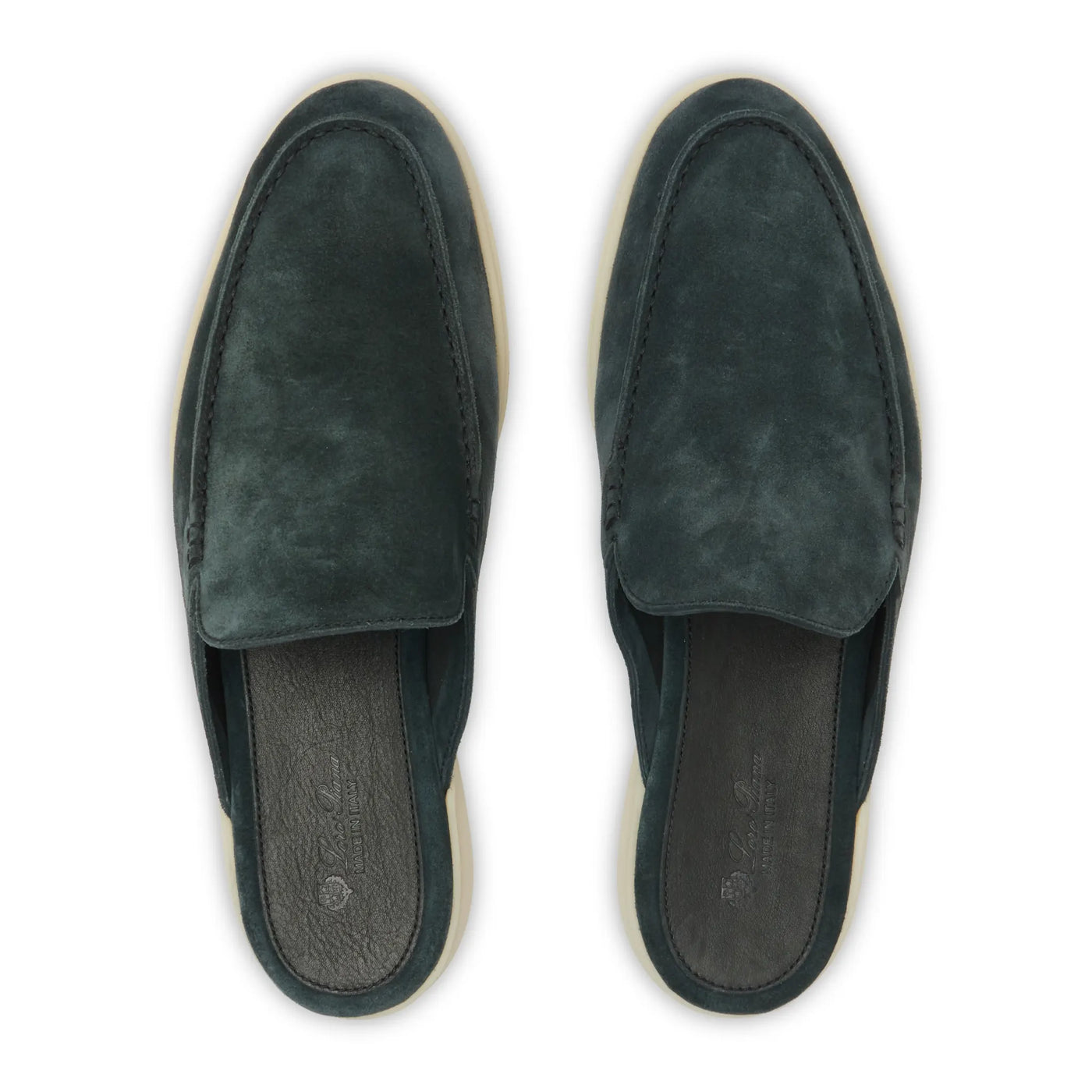 Mocassins Loro Piana Babouche Walk Suede Foncé Vert — vue 5