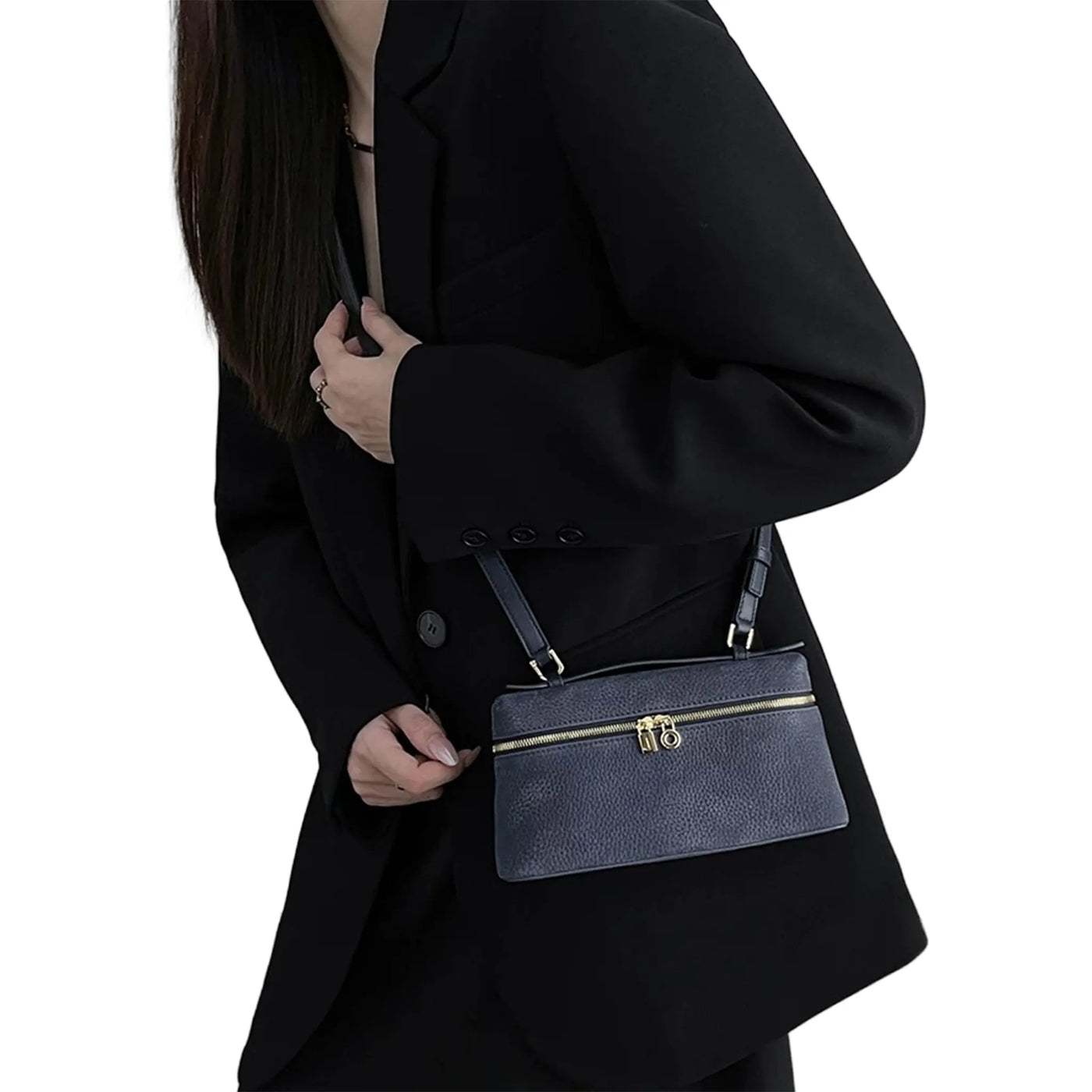 Sac à bandoulière Loro Piana Extra Pocket L19 Calfskin Bleu Vert Sun Or Shoulder — vue 9