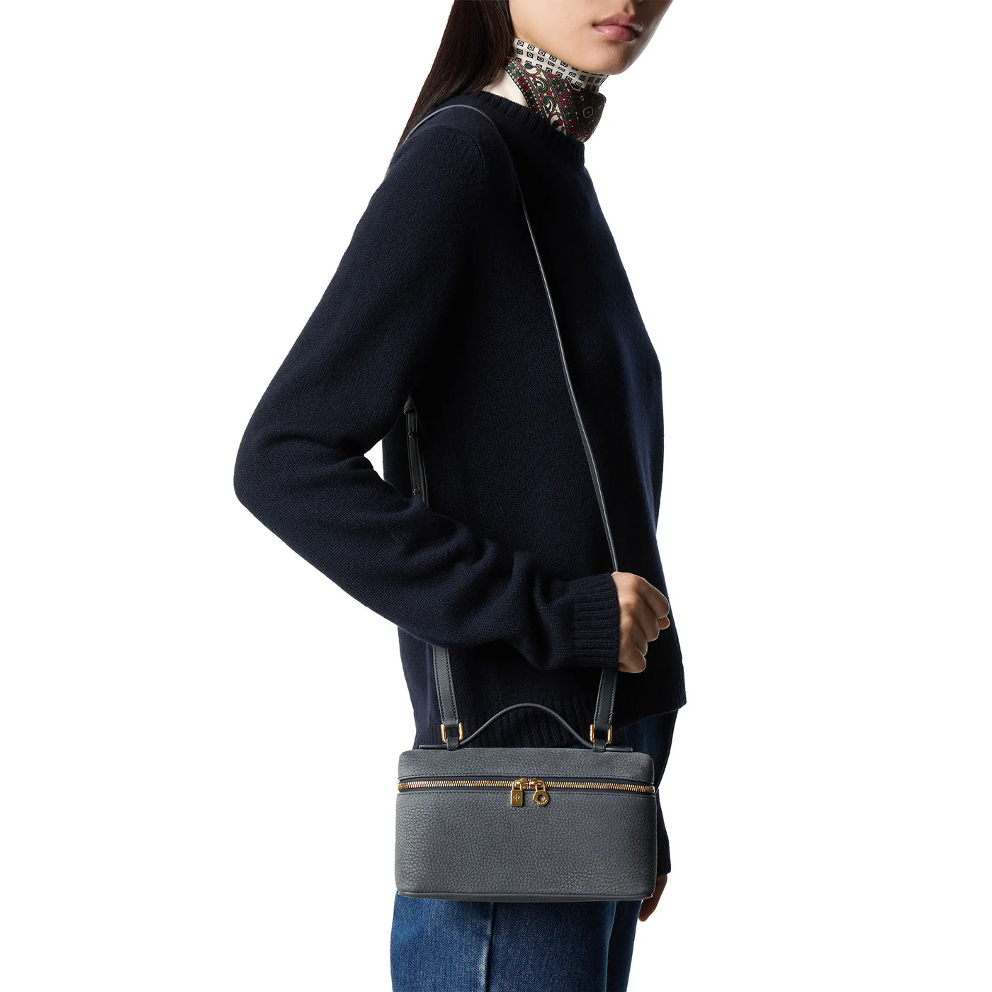 Sac à bandoulière Loro Piana Extra Pocket L19 Calfskin Bleu Vert Sun Or Shoulder — vue 3