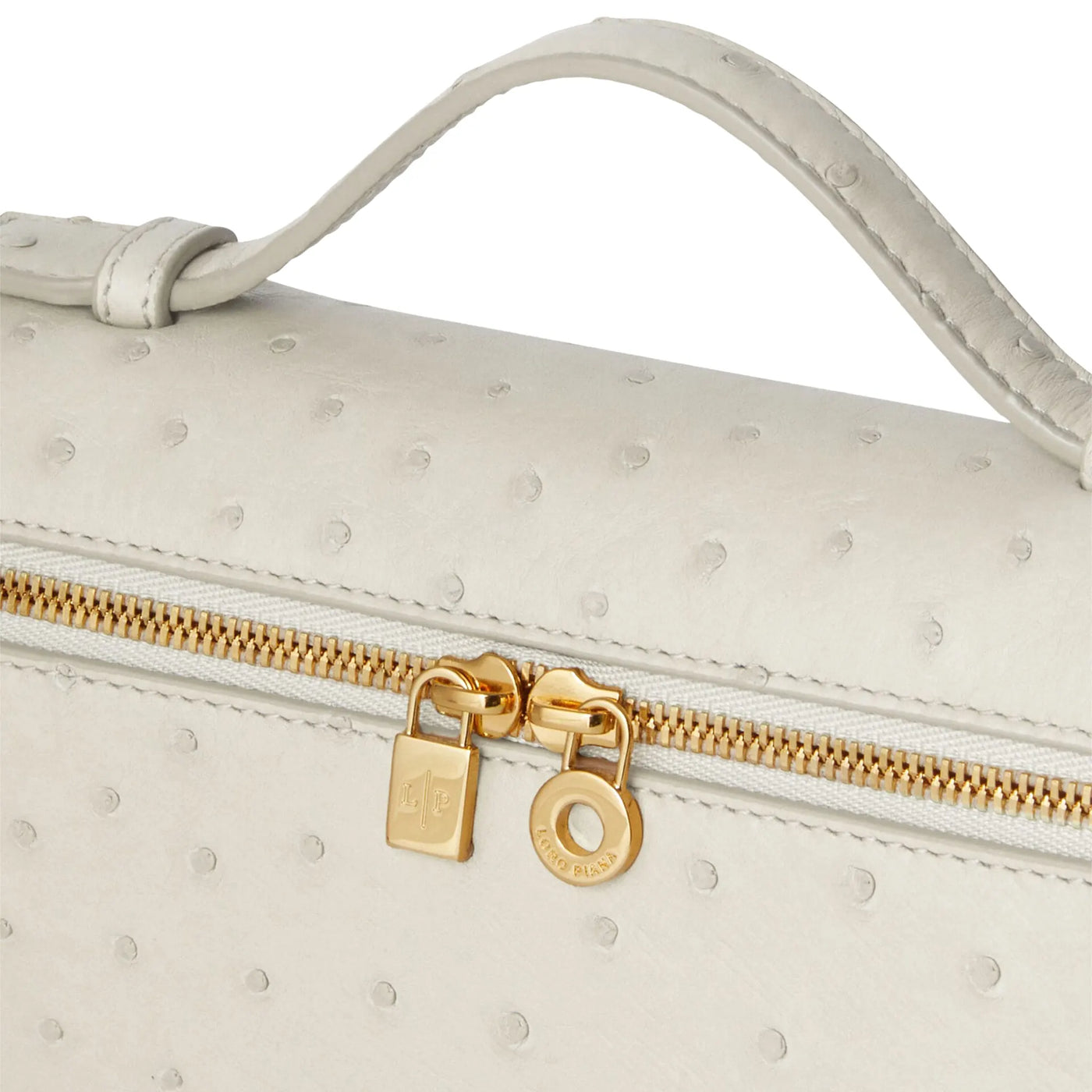 Sac à bandoulière Loro Piana Extra Pocket L19 Ostrich Leather Whisper Blanc Sun Or Shoulder — vue 3