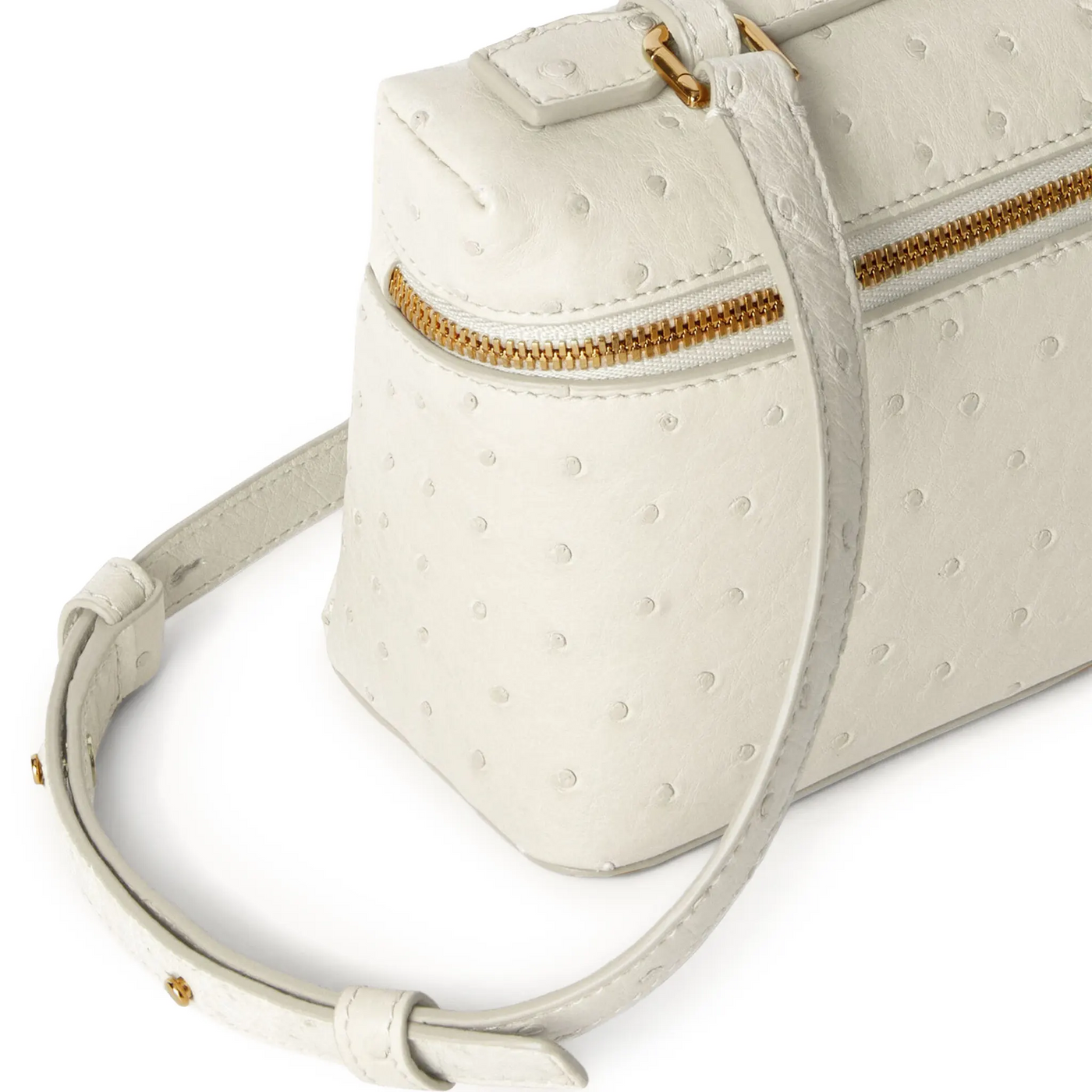 Sac à bandoulière Loro Piana Extra Pocket L19 Ostrich Leather Whisper Blanc Sun Or Shoulder — vue 4