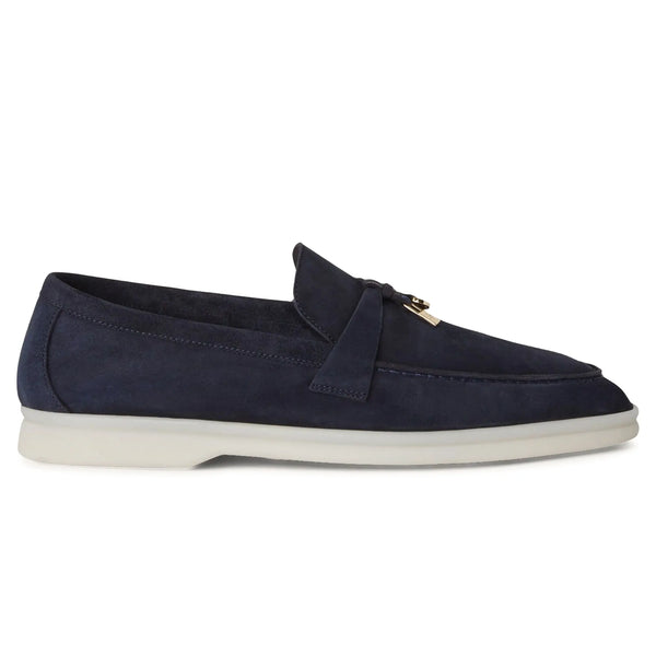 Mocassins Loro Piana Summer Charms Suede Argo Bleu Melange