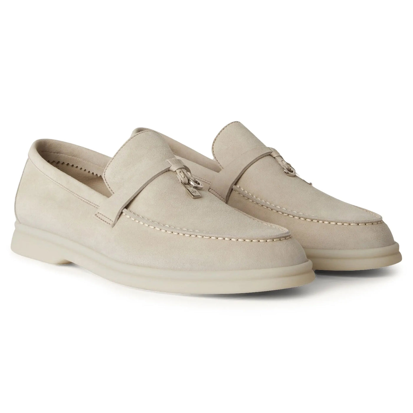Mocassins Loro Piana Summer Charms Walk Suede Goatskin Powder Pearl — vue 2