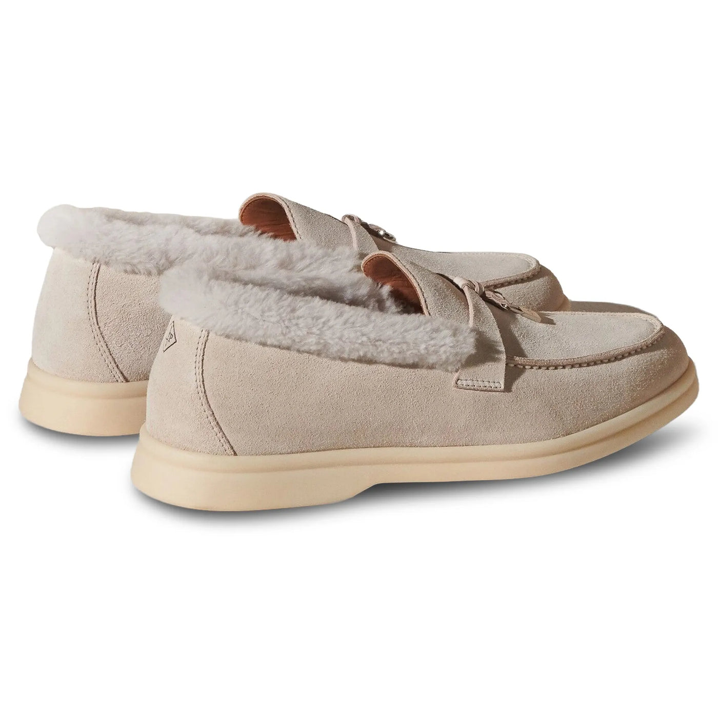 Mocassins Loro Piana Summer Charms Walk Suede With Lny Fur Platinum Melange — vue 4