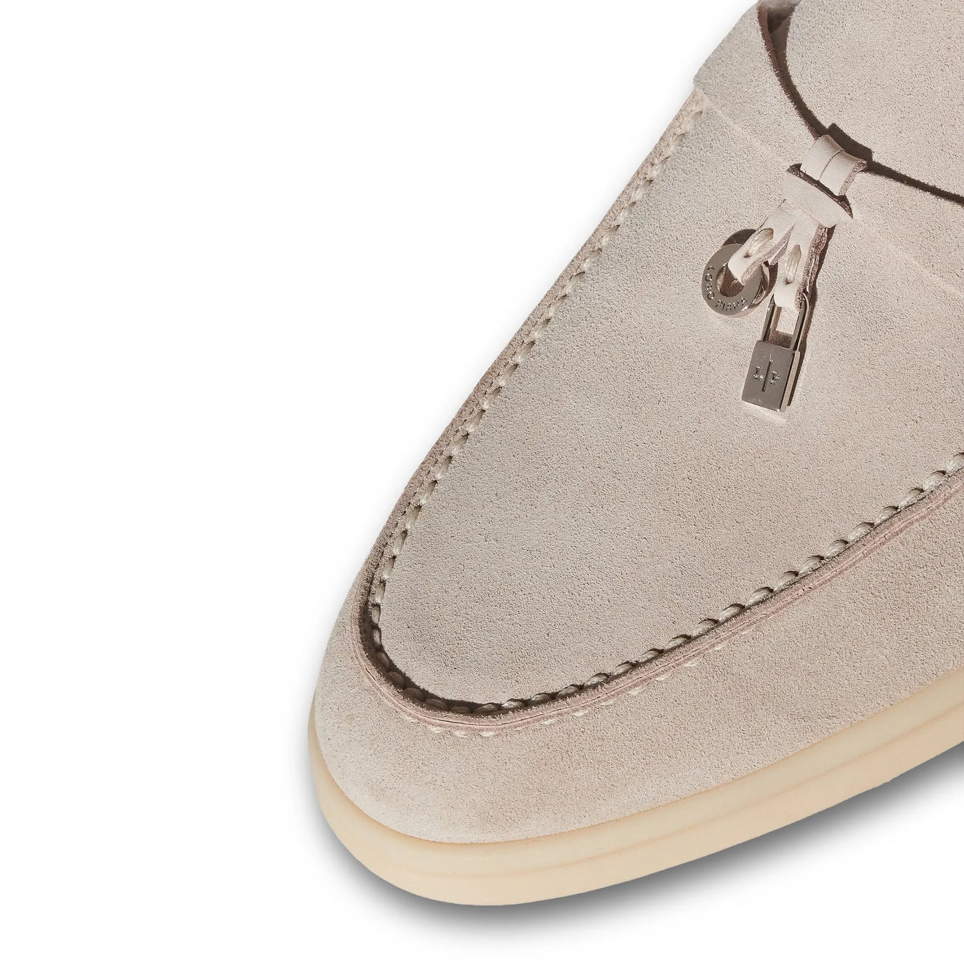Mocassins Loro Piana Summer Charms Walk Suede With Lny Fur Platinum Melange — vue 5