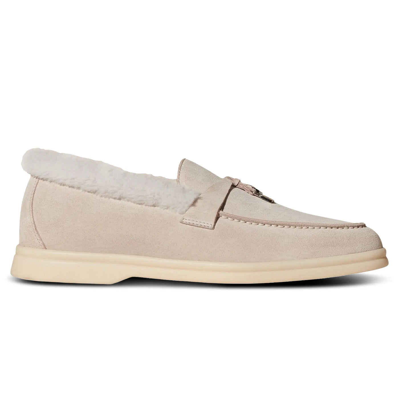 Mocassins Loro Piana Summer Charms Walk Suede With Lny Fur Platinum Melange