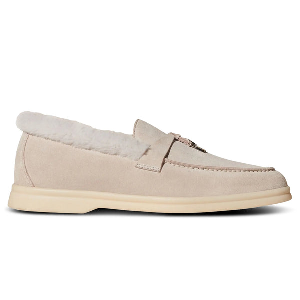 Mocassins Loro Piana Summer Charms Walk Suede With Lny Fur Platinum Melange