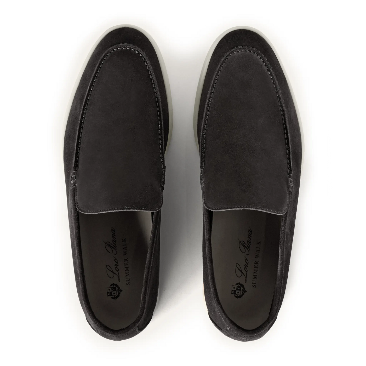 Mocassins Loro Piana Summer Walk Suede Caviar — vue 3