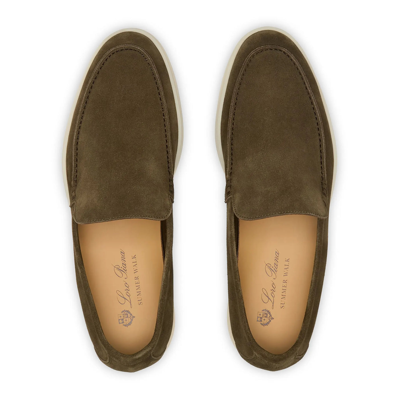 Mocassins Loro Piana Summer Walk Suede Gris Moss — vue 3