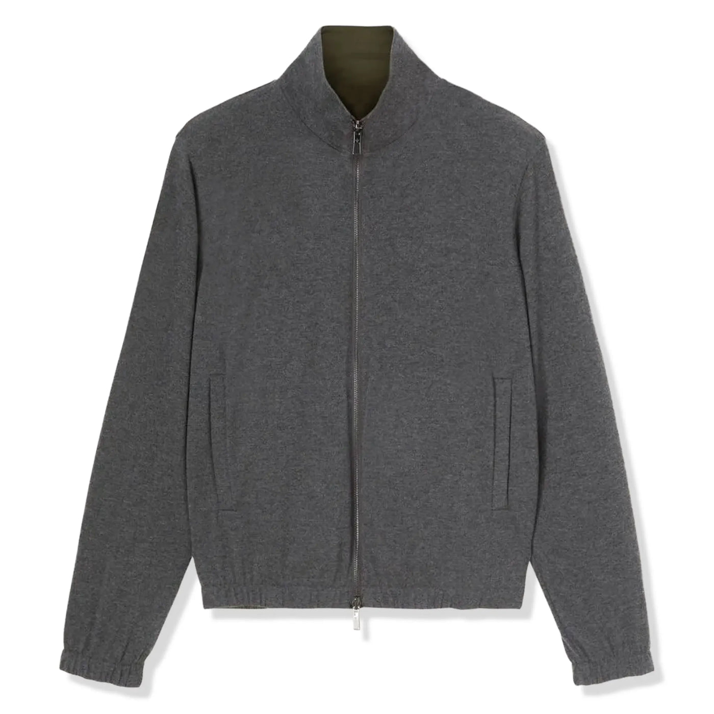 Blouson Loro Piana Windmate Storm System Foncé Vert Flannel Melange Bomber — vue 3