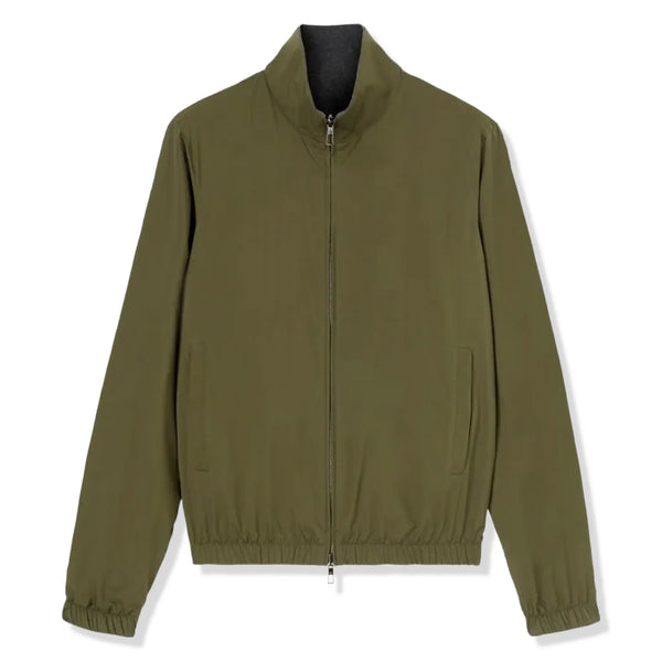 Blouson Loro Piana Windmate Storm System Foncé Vert Flannel Melange Bomber