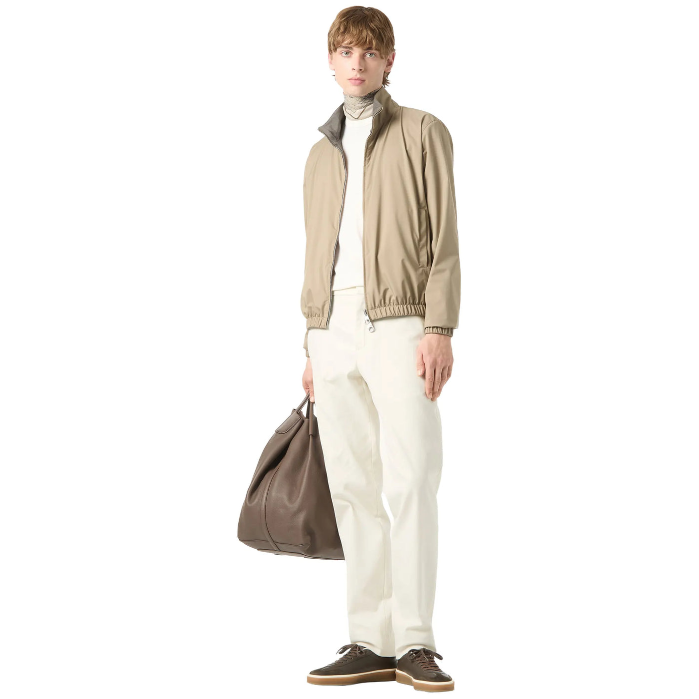 Blouson Loro Piana Windmate Storm System Tobacco Ermine Marron Bomber — vue 4