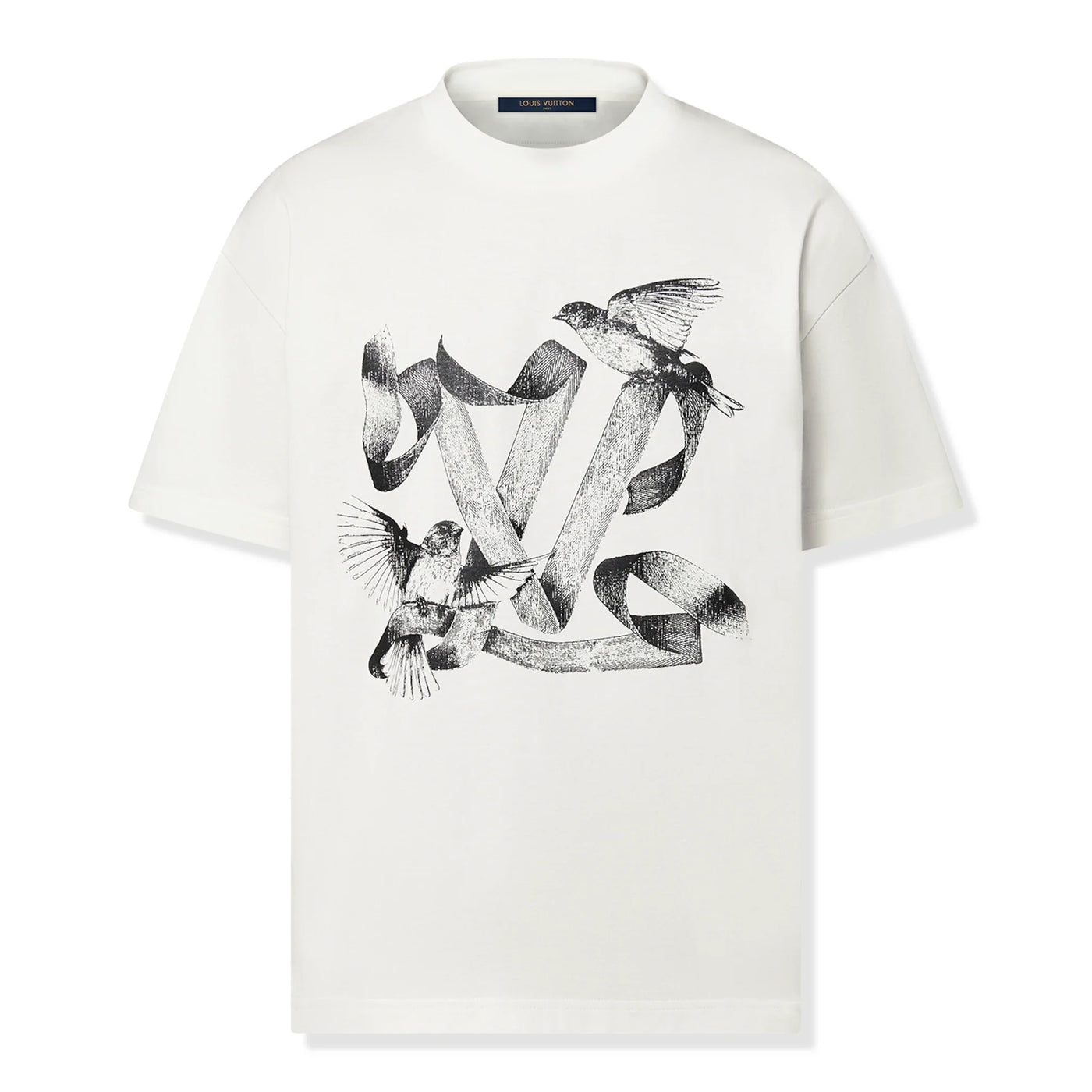 T-Shirt Louis Vuitton Birds Printed Cotton T Shirt Blanc