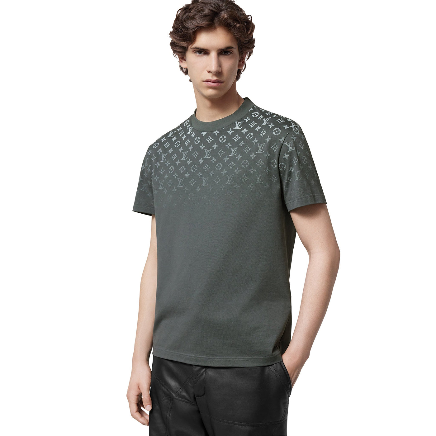 T-Shirt Louis Vuitton Monogram Gradient Cotton Gris T Shirt — vue 3