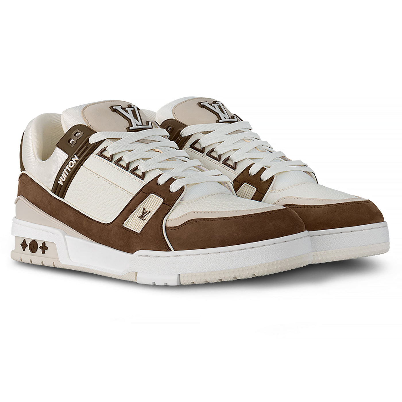 Baskets Louis Vuitton Trainer Calf Leather Moka — vue 2