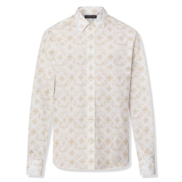 Chemise Louis Vuitton Monogram Long-sleeved Cotton Shirt Blanc
