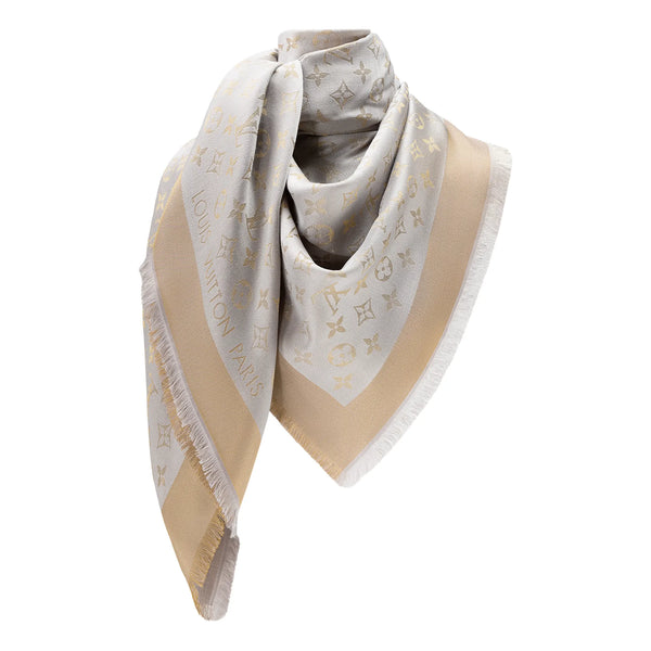 Écharpe Louis Vuitton Monogram Shine Greige Shawl
