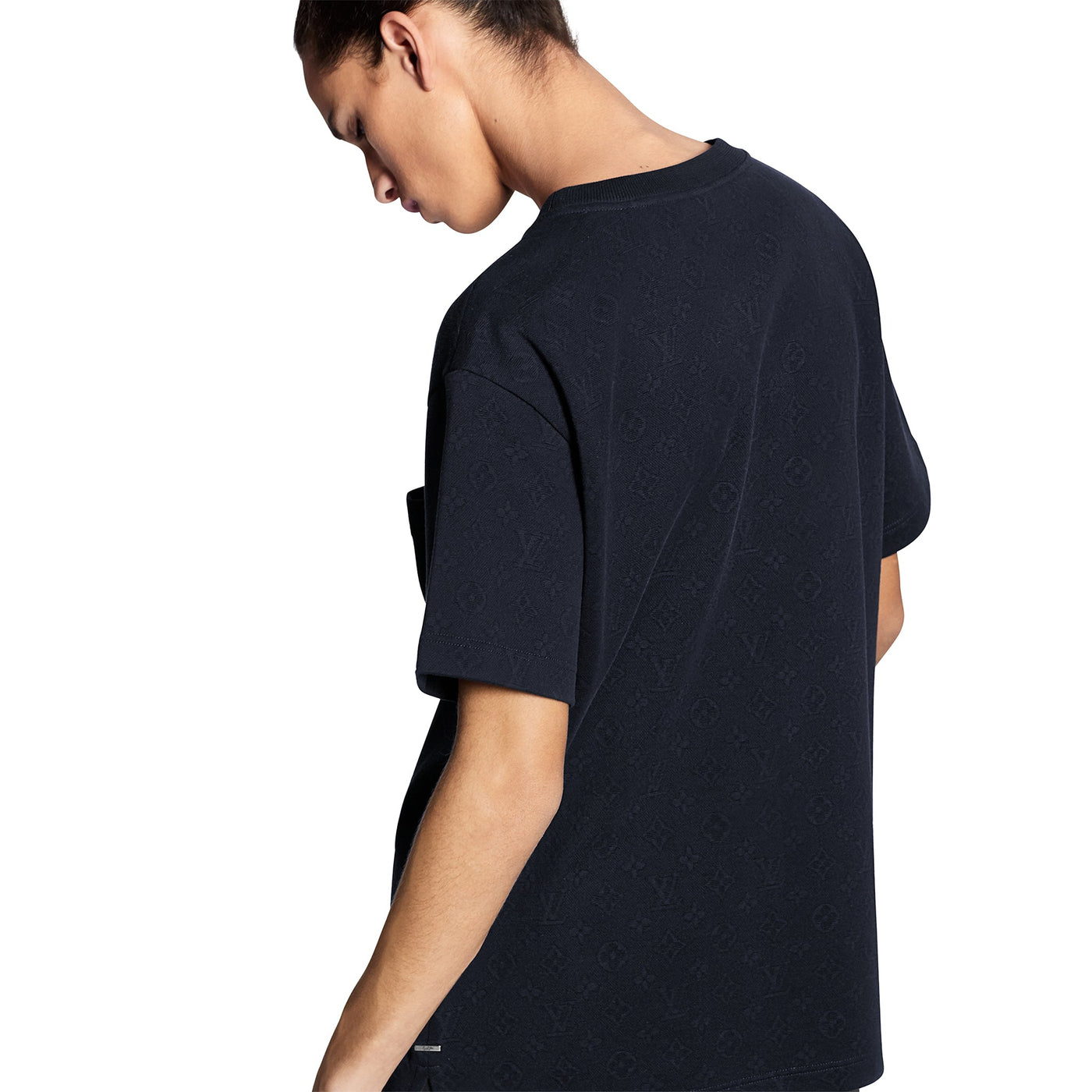 T-Shirt Louis Vuitton Monogram Signature 3D Pocket Cotton T Shirt Foncé Bleu — vue 2