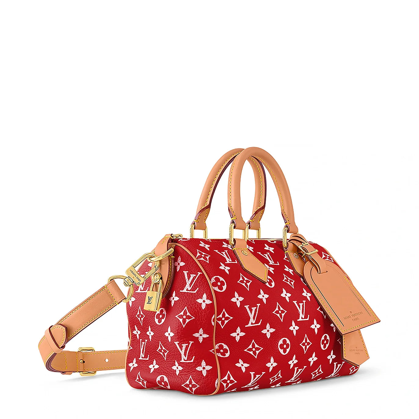 Sac Louis Vuitton Monogram Speedy P9 Rouge Bandoulière 25 — vue 4