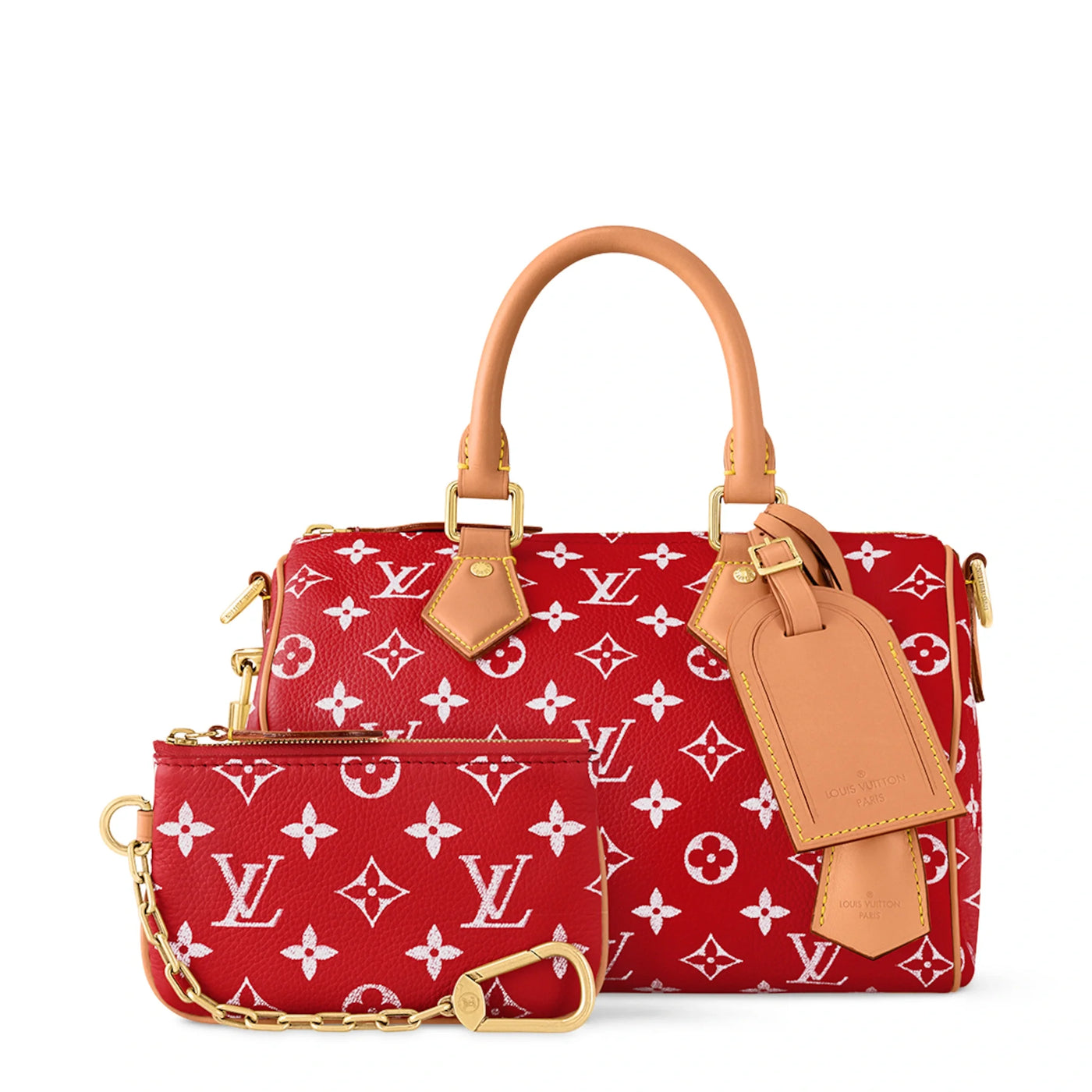 Sac Louis Vuitton Monogram Speedy P9 Rouge Bandoulière 25 — vue 3