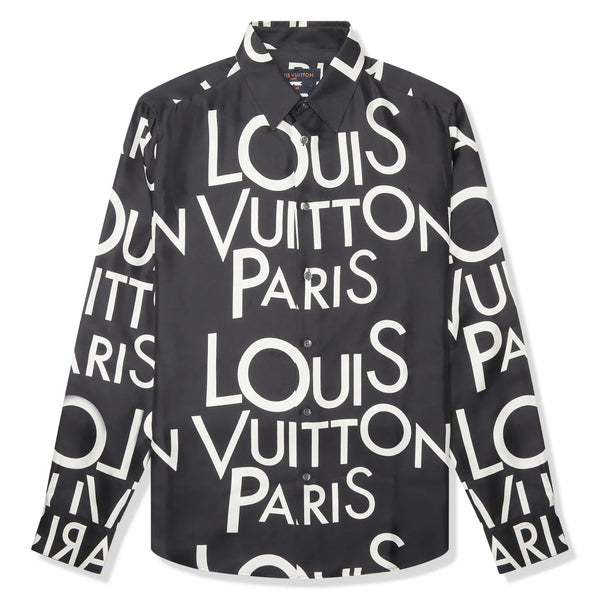Chemise Louis Vuitton Typography Silk Marine Blanc Shirt