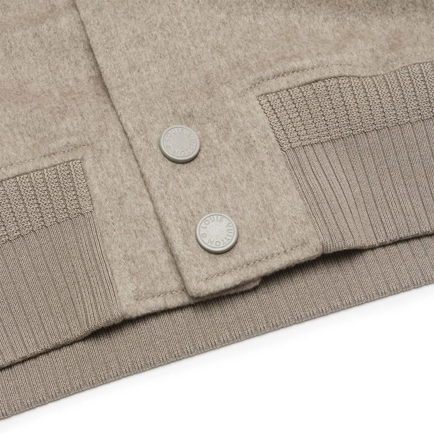 Blouson Louis Vuitton Wool Leather Beige Bomber — vue 7