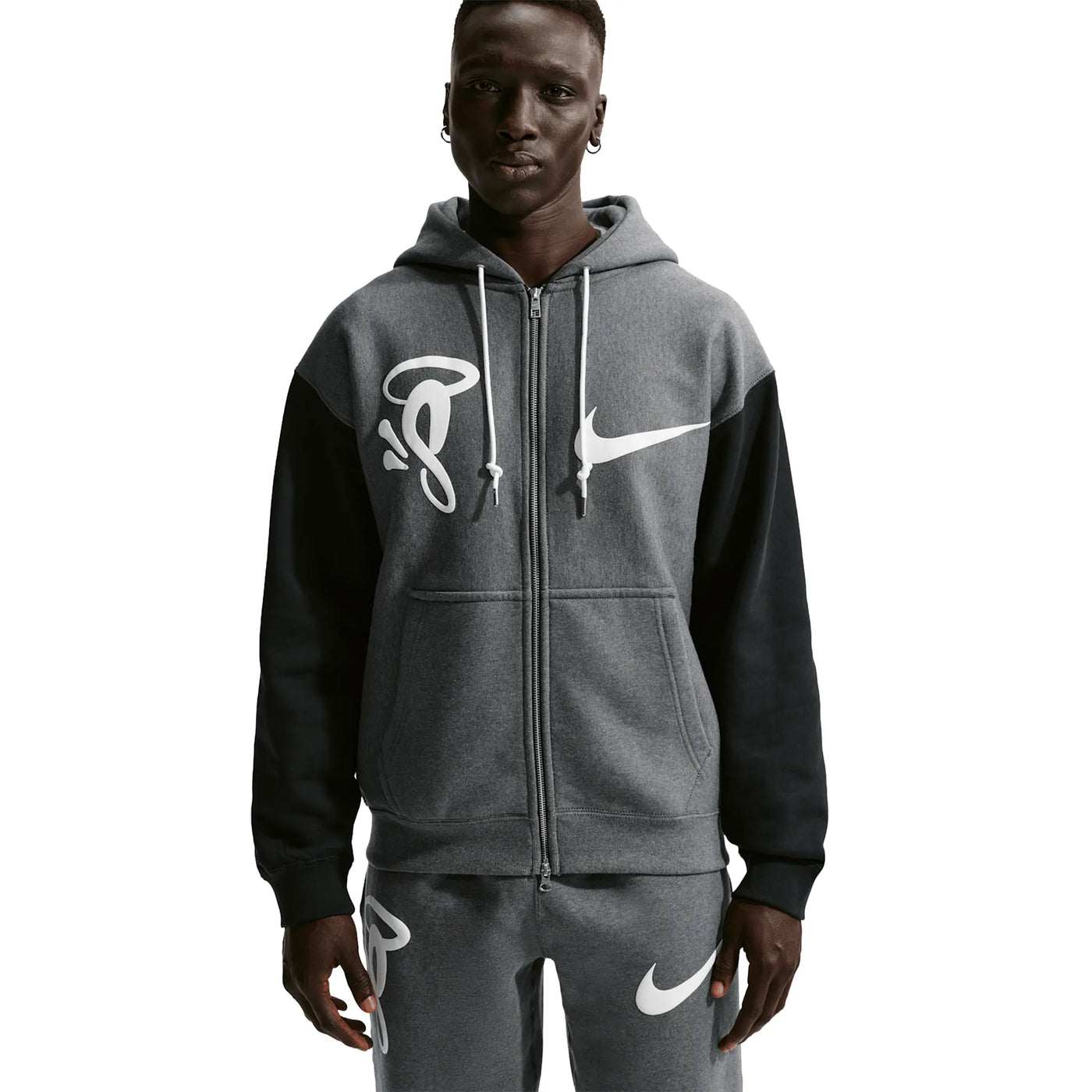 Hoodie Nike Solo Swoosh × Syna World × Central Cee Fleece Gris Zip-up