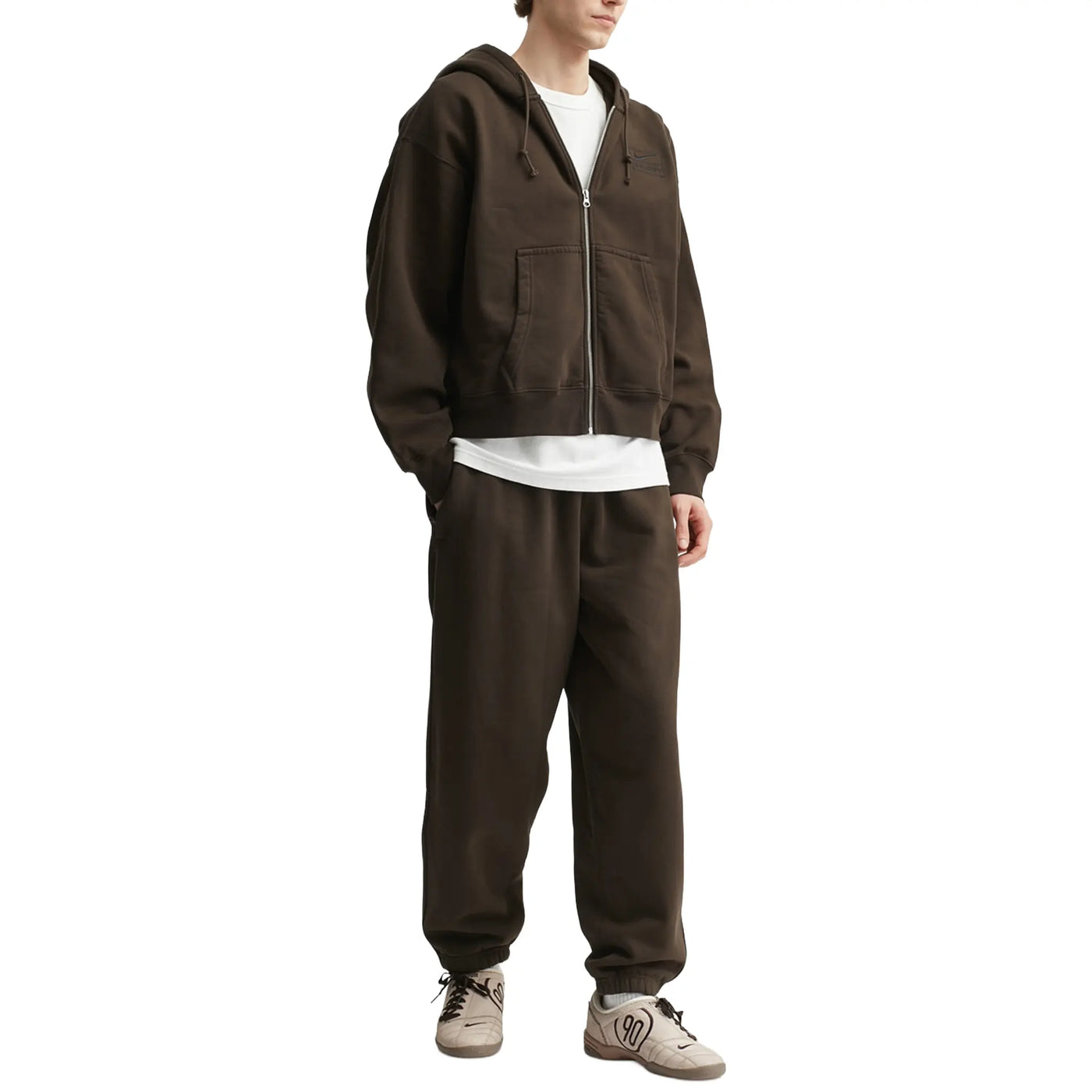 Hoodie Nike × Stussy Fleece Stone Washed Foncé Cinder Zip-up — vue 5
