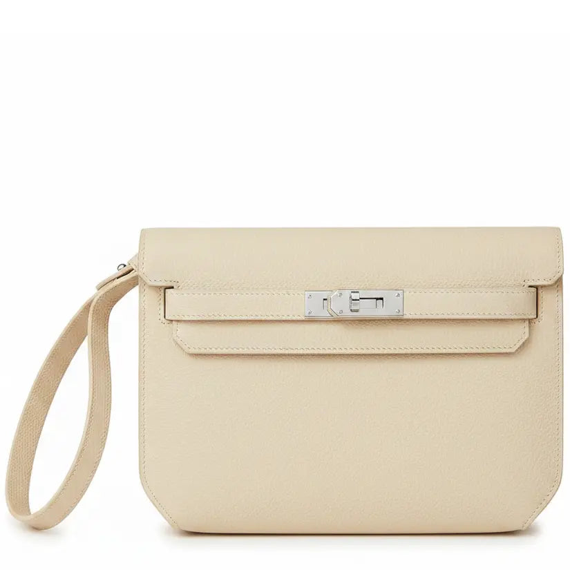 Pochette Cuir Crème COMOCLO — vue de face
