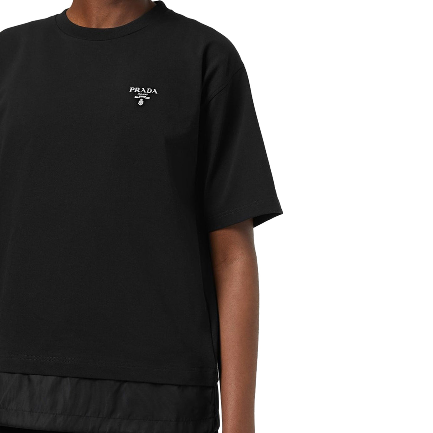 T-Shirt Prada Logo Re-nylon Jersey T Shirt Noir — vue 4