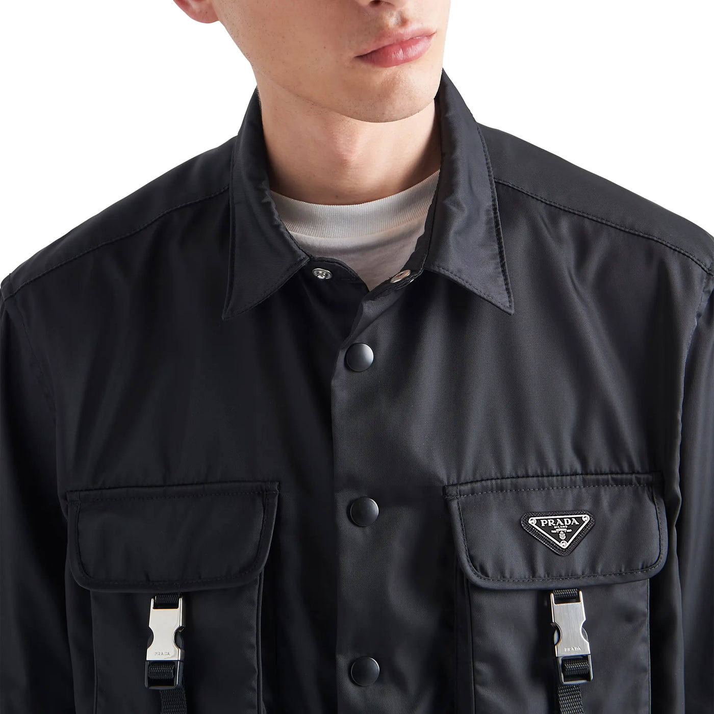 Chemise Prada Re-nylon Gabardine Noir Shirt — vue 5